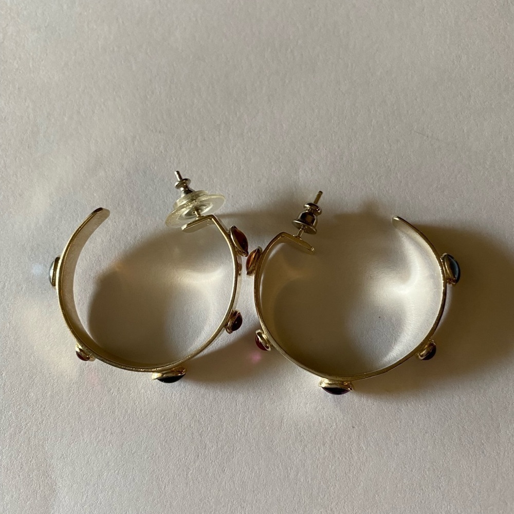 Sterling Silver Hoops with semiprecious stones - Picture 8 of 10